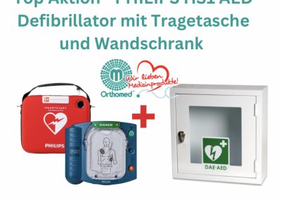Top Aktion – PHILIPS HS1 AED Defibrillator mit Tragetasche + Wandschrank